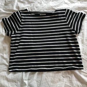 Madewell black and white striped cropped tee
